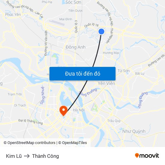 Kim Lũ to Thành Công map