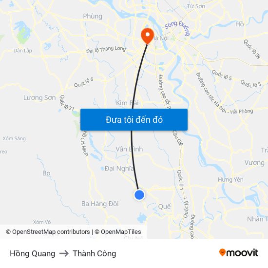 Hồng Quang to Thành Công map