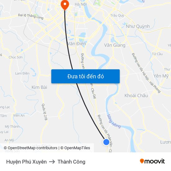 Huyện Phú Xuyên to Thành Công map