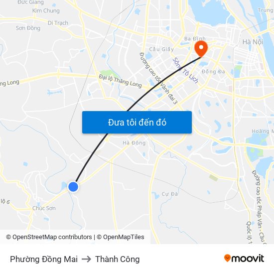 Phường Đồng Mai to Thành Công map