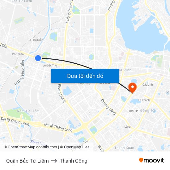 Quận Bắc Từ Liêm to Thành Công map