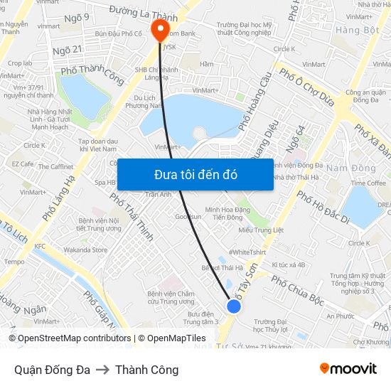 Quận Đống Đa to Thành Công map