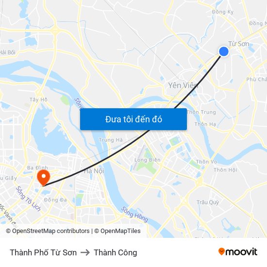 Thành Phố Từ Sơn to Thành Công map