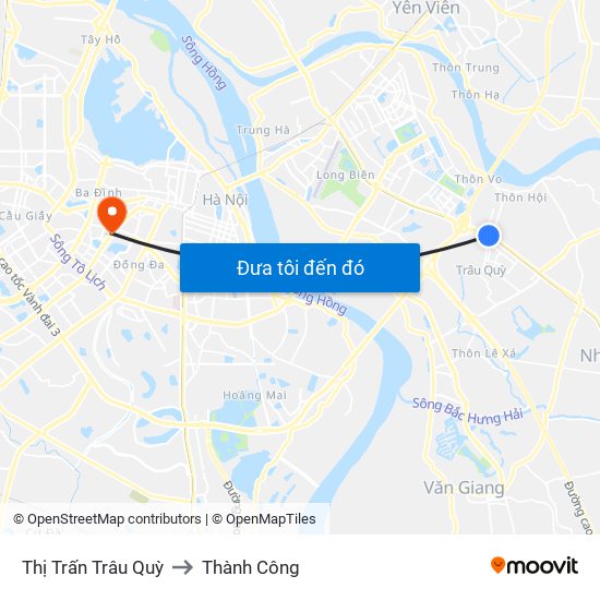 Thị Trấn Trâu Quỳ to Thành Công map