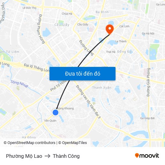 Phường Mộ Lao to Thành Công map