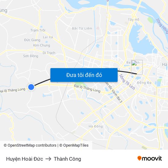 Huyện Hoài Đức to Thành Công map