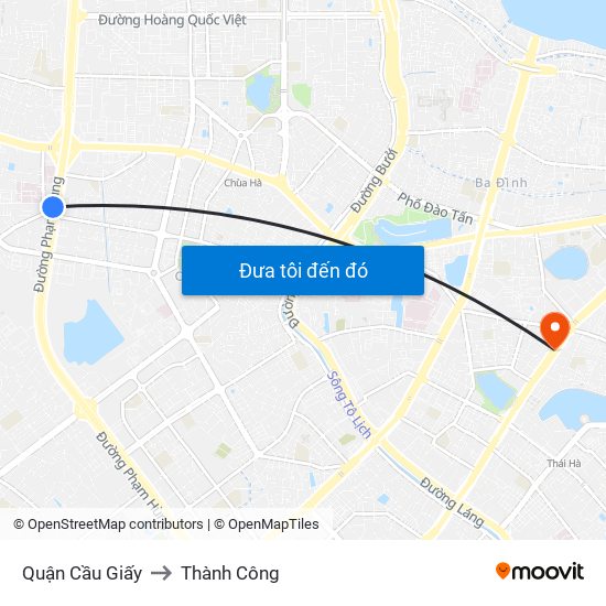 Quận Cầu Giấy to Thành Công map