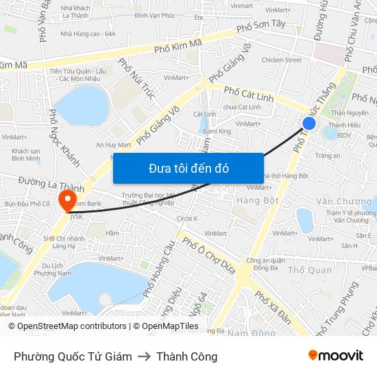 Phường Quốc Tử Giám to Thành Công map