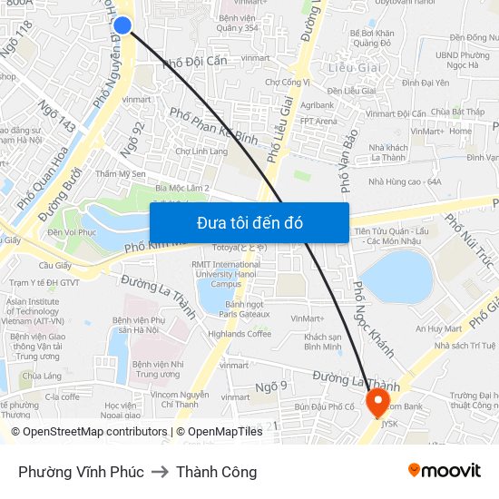 Phường Vĩnh Phúc to Thành Công map