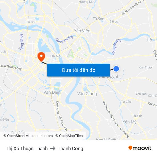 Thị Xã Thuận Thành to Thành Công map