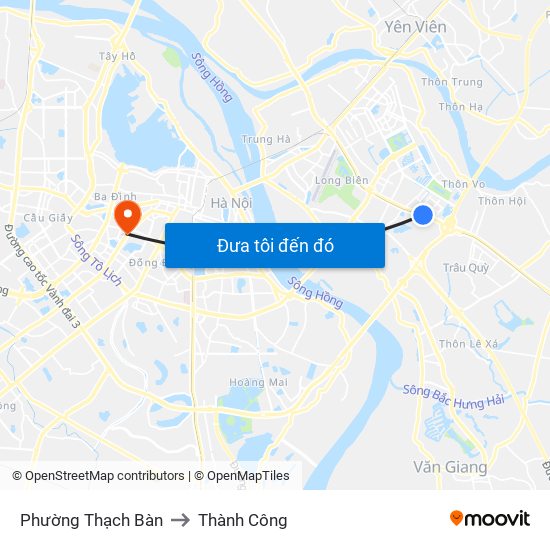 Phường Thạch Bàn to Thành Công map