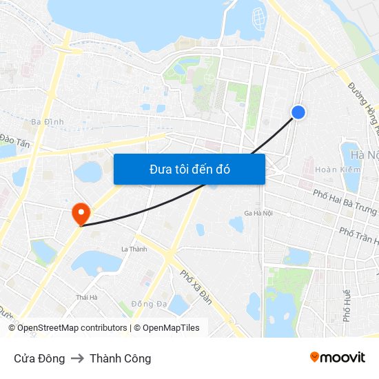 Cửa Đông to Thành Công map