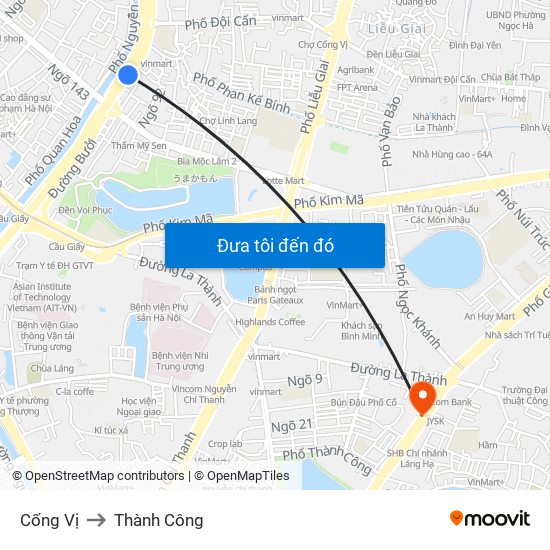 Cống Vị to Thành Công map