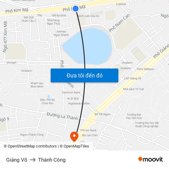 Giảng Võ to Thành Công map