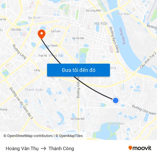 Hoàng Văn Thụ to Thành Công map