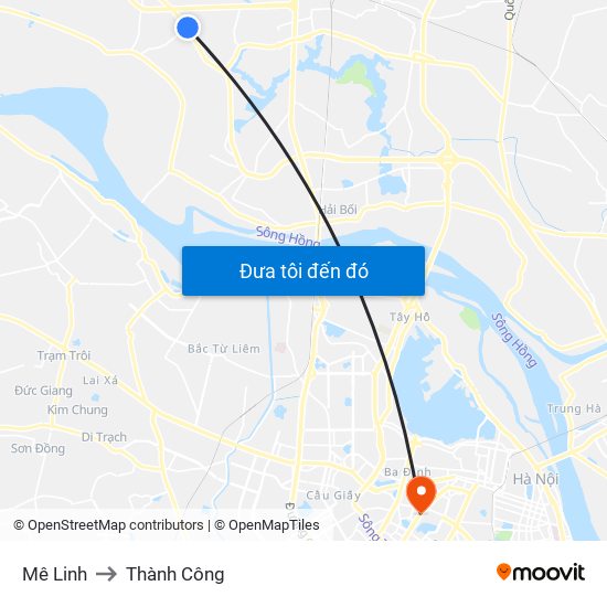 Mê Linh to Thành Công map