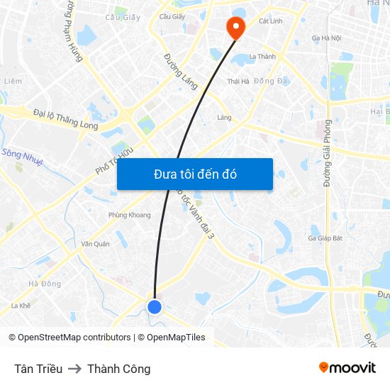 Tân Triều to Thành Công map