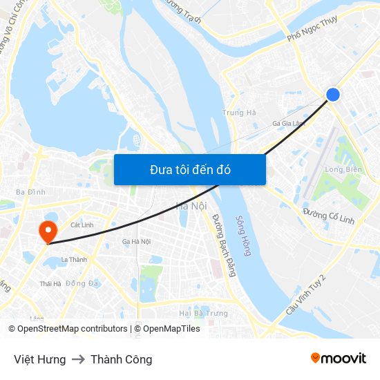Việt Hưng to Thành Công map