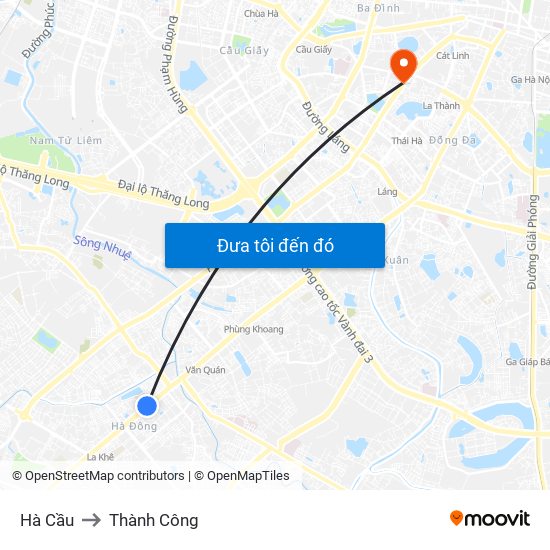 Hà Cầu to Thành Công map