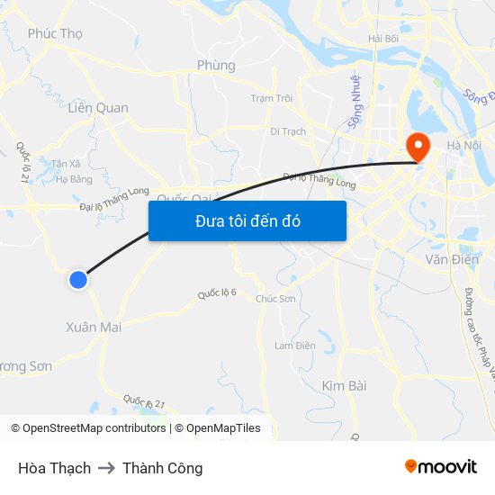 Hòa Thạch to Thành Công map