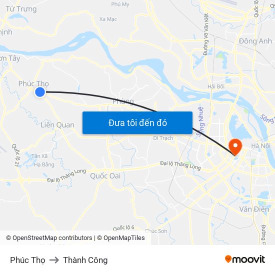 Phúc Thọ to Thành Công map