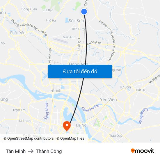 Tân Minh to Thành Công map