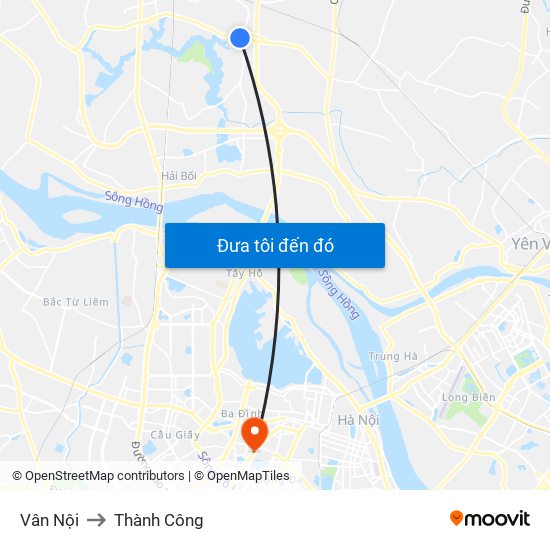 Vân Nội to Thành Công map