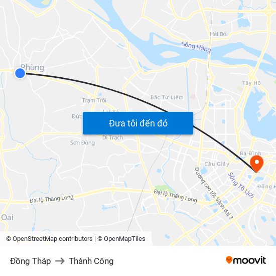 Đồng Tháp to Thành Công map