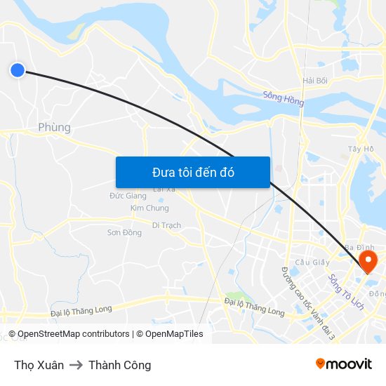 Thọ Xuân to Thành Công map