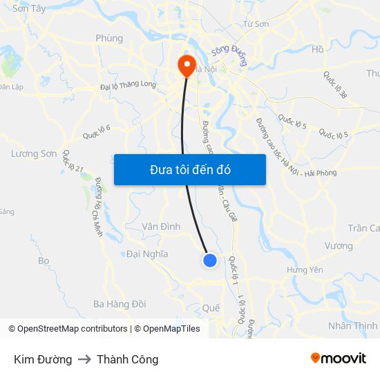 Kim Đường to Thành Công map