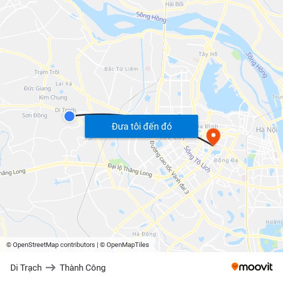 Di Trạch to Thành Công map