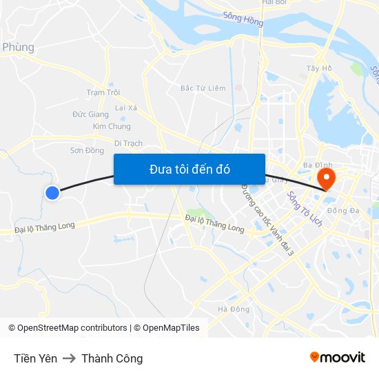 Tiền Yên to Thành Công map