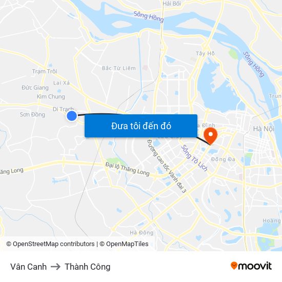 Vân Canh to Thành Công map