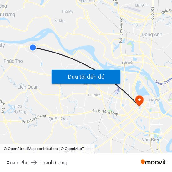 Xuân Phú to Thành Công map