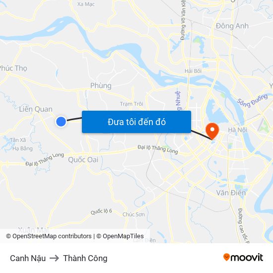 Canh Nậu to Thành Công map