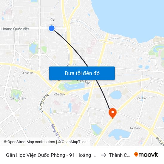 Gần Học Viện Quốc Phòng - 91 Hoàng Quốc Việt to Thành Công map