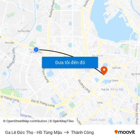 Ga Lê Đức Thọ - Hồ Tùng Mậu to Thành Công map