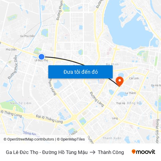 Ga Lê Đức Thọ - Đường Hồ Tùng Mậu to Thành Công map
