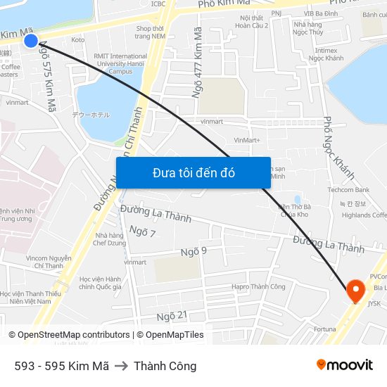 593 - 595 Kim Mã to Thành Công map