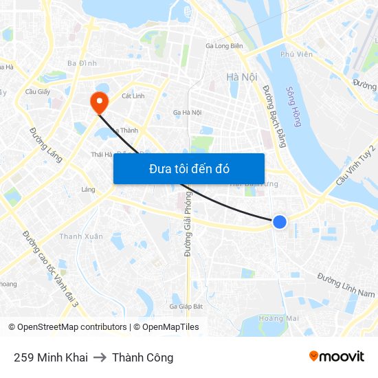 259 Minh Khai to Thành Công map
