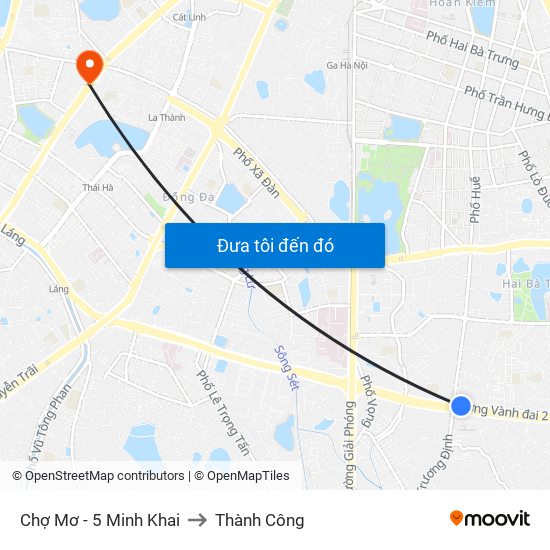 Chợ Mơ - 5 Minh Khai to Thành Công map