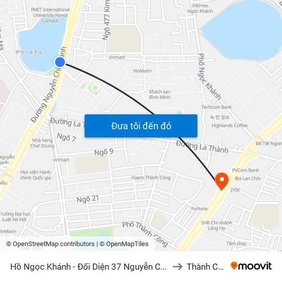 Hồ Ngọc Khánh - Đối Diện 37 Nguyễn Chí Thanh to Thành Công map