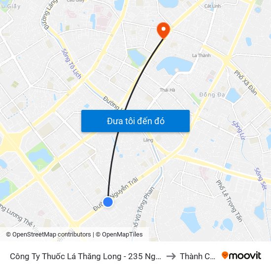 Công Ty Thuốc Lá Thăng Long - 235 Nguyễn Trãi to Thành Công map