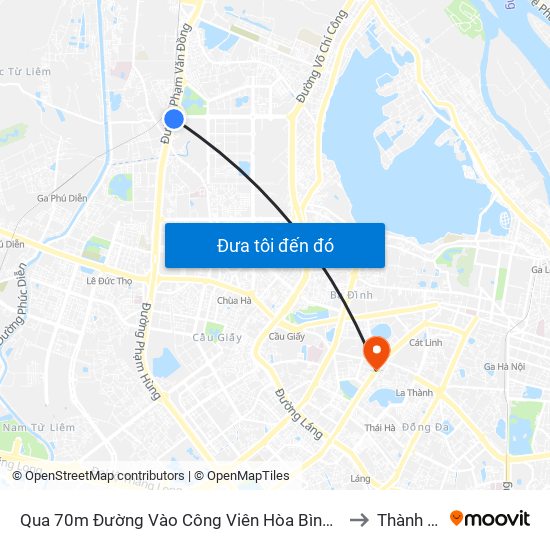 Qua 70m Đường Vào Công Viên Hòa Bình - Phạm Văn Đồng to Thành Công map