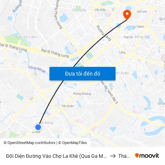 Đối Diện Đường Vào Chợ La Khê (Qua Ga Metro La Khê) - 405 Quang Trung (Hà Đông) to Thành Công map