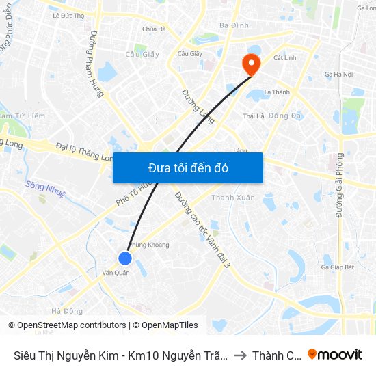 Siêu Thị Nguyễn Kim - Km10 Nguyễn Trãi (Hà Đông) to Thành Công map