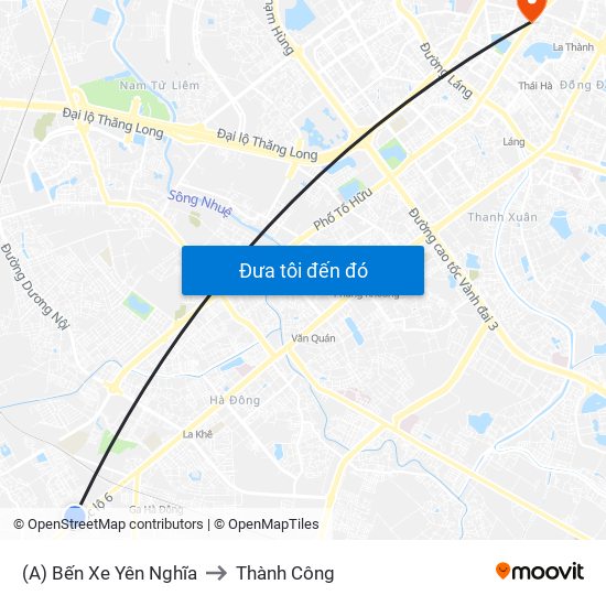 (A) Bến Xe Yên Nghĩa to Thành Công map