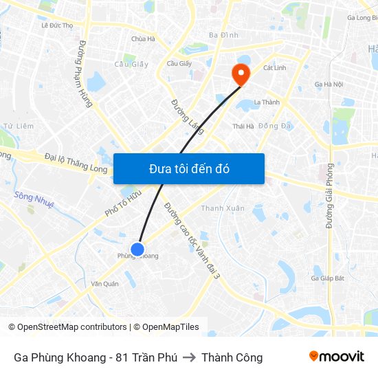 Ga Phùng Khoang - 81 Trần Phú to Thành Công map