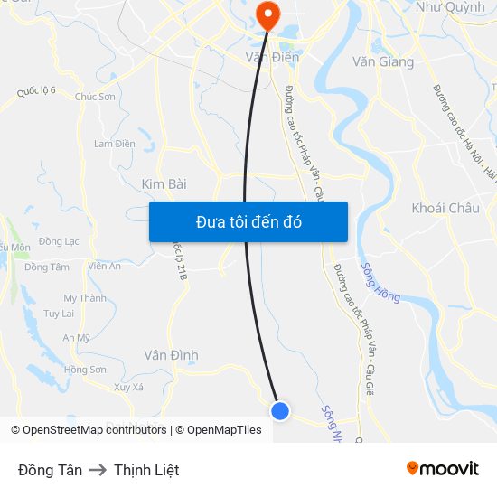 Đồng Tân to Thịnh Liệt map