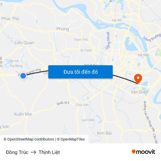 Đồng Trúc to Thịnh Liệt map